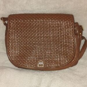 Etienne Aigner Brown Woven  Crossbody Bag